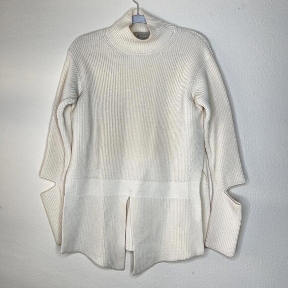 Stella McCartney Cream Turtle Neck Cut Out Sweater Long Sleeve Size 38